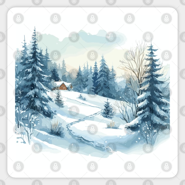 Winter Country Road Sticker by Siha Arts